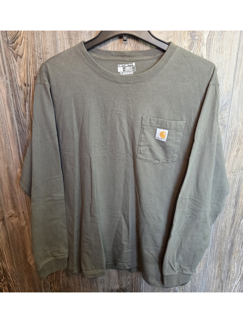 Carhartt K126 DOV Loose Fit Size Lrg Tall Heavyweight Logo L/S Pocket T-Shirt